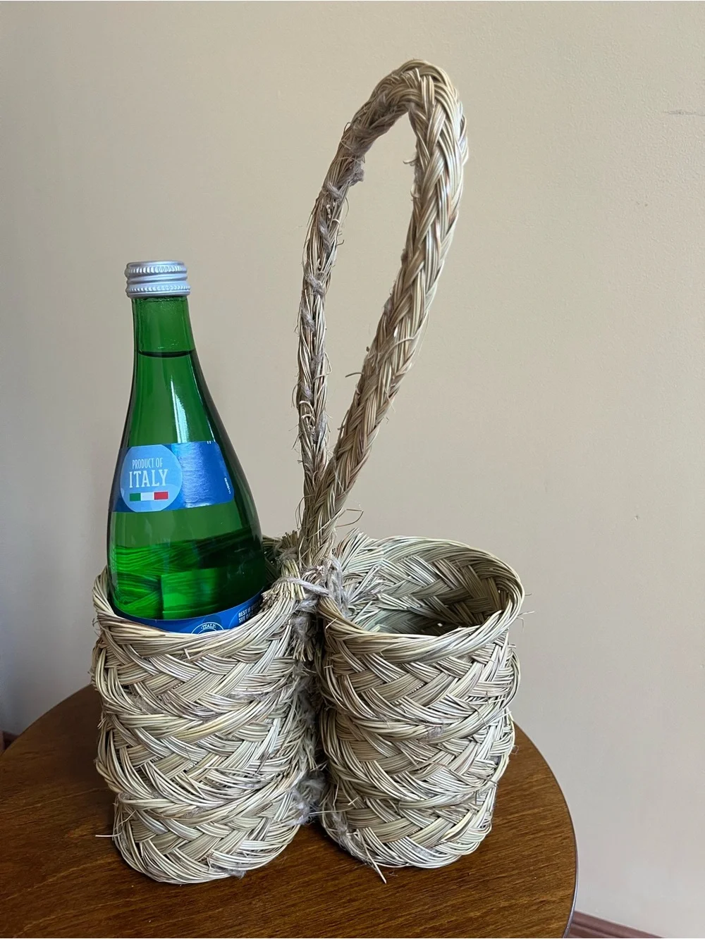 Esparto Grass Wine Holder Handwoven in Spain Natural Beige Khaki
